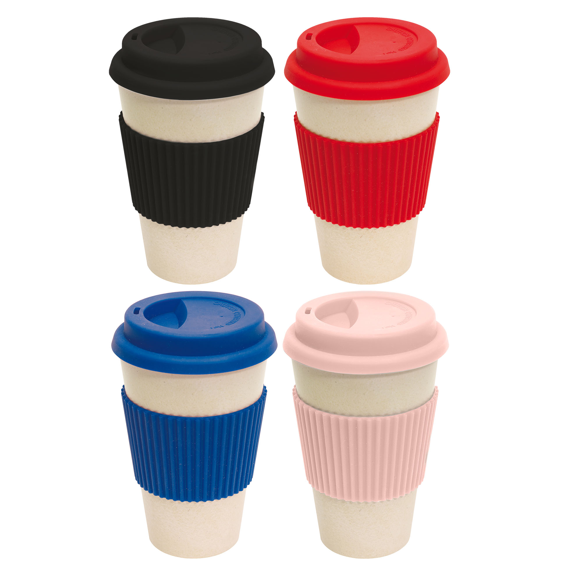Reusable Bamboo Tea Cups Natural Eco Friendly Coffee Mugs Silicone Band 13 oz UK 